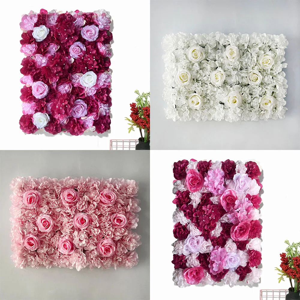 

2023 Artificial Flowers Plants Backdrop Romantic DIY Christmas Decorations Wedding Birthday Party Rose Flowers Wall Panels