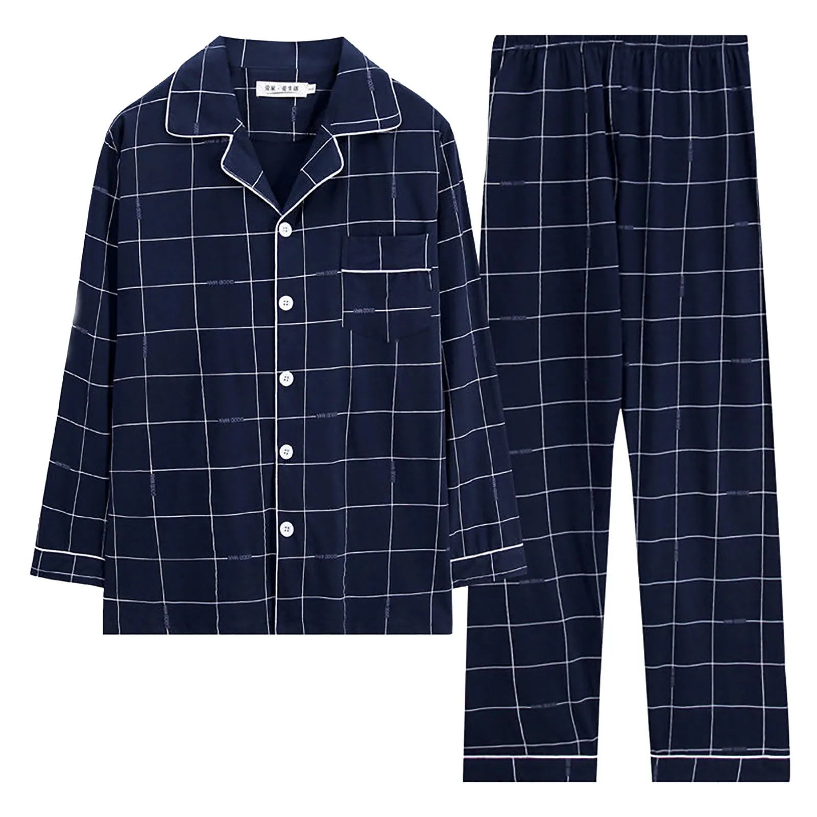 

Men's Pajama Sets Summer Autumn Men Pajamas Set Simple Sleepwear Long Sleeve Cotton Pajamas For Men Top Pant Leisure Outwear