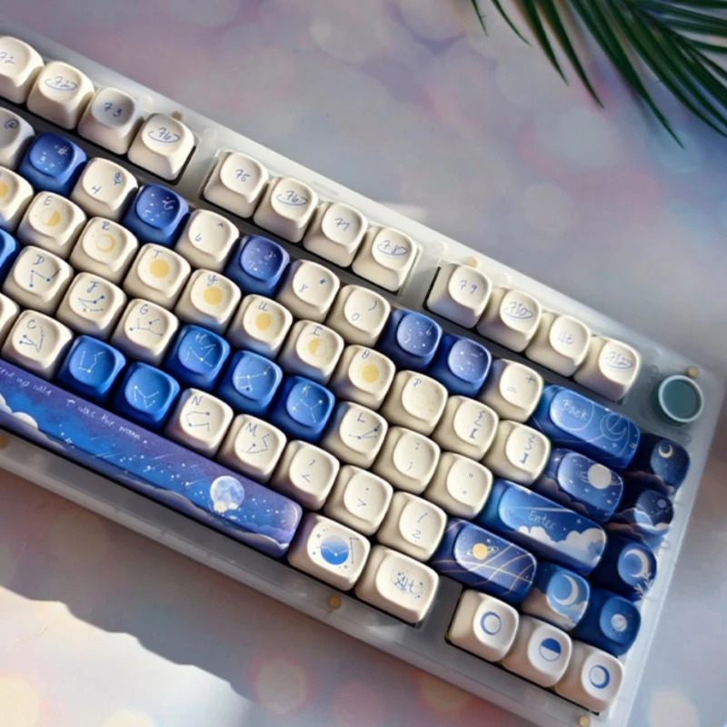 Фото Прозрачные колпачки для клавиш «Звездное небо» Cherry Moa Xda, круглые, Pbt, термосублимационные, синие, механические колпачки для клавиш премиум-класса, подарки №3