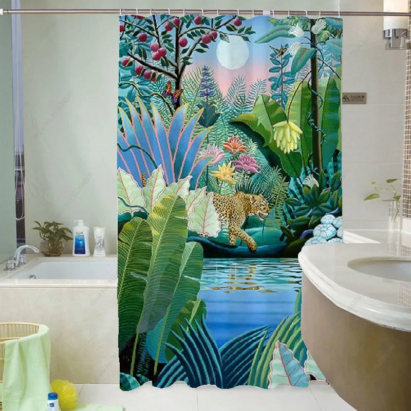 

Роскошная занавеска для душа с леопардовым принтом, водонепроницаемая занавеска из полиэстера для ванной комнаты, моющаяся декоративная з...