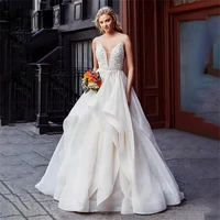 sexy spaghetti straps a line wedding dress for women lace applique bridal gown sweetheart backless bridal dress robe de mari%c3%a9e