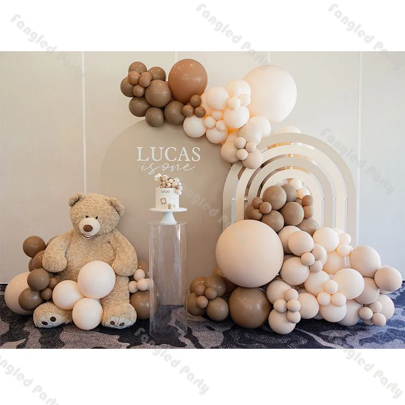 

109pcs Retro Balloon Arch Cream Peach Caramel Wedding Balloons 1st Birthday Baby Shower Gender Reveal Decor Boho Bridal Shower
