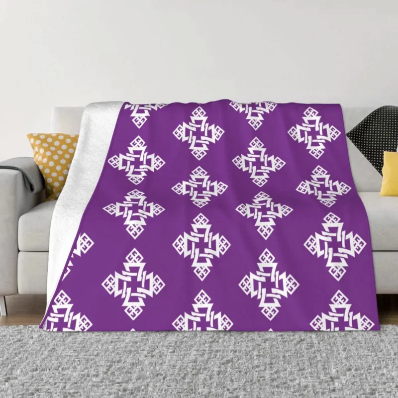 

Ethiopian Cross Art Blanket Flannel Decoration Meskel Portable Home Bedspread