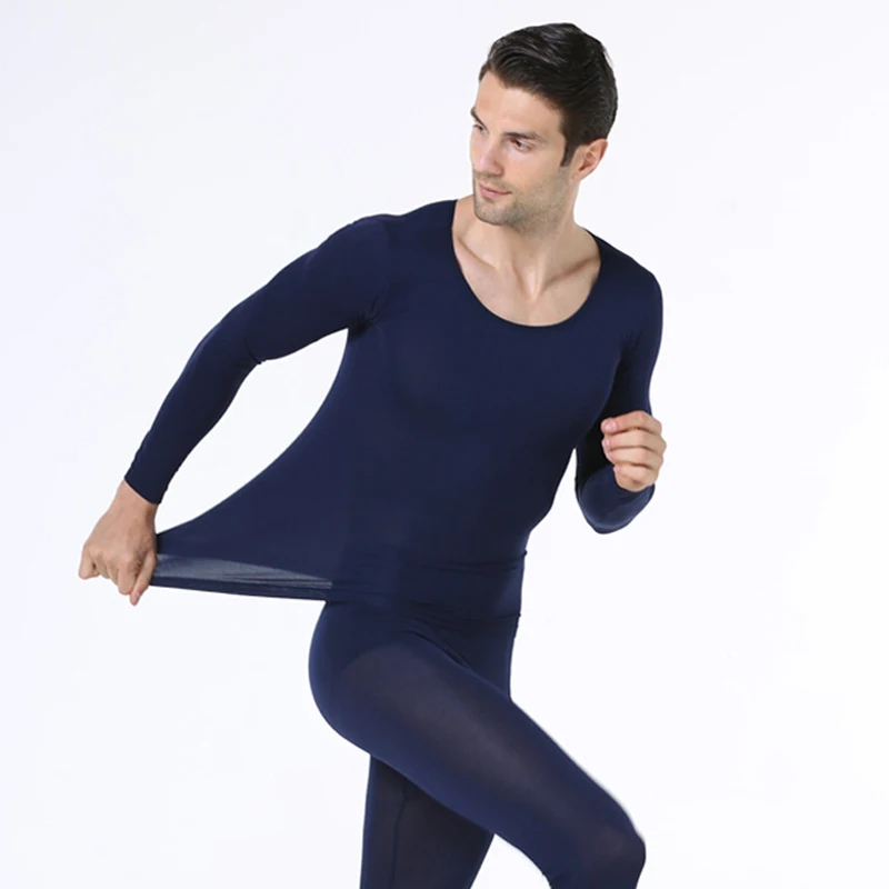Men Solid Thermal Underwear Warm Wool and Thickened Thermal