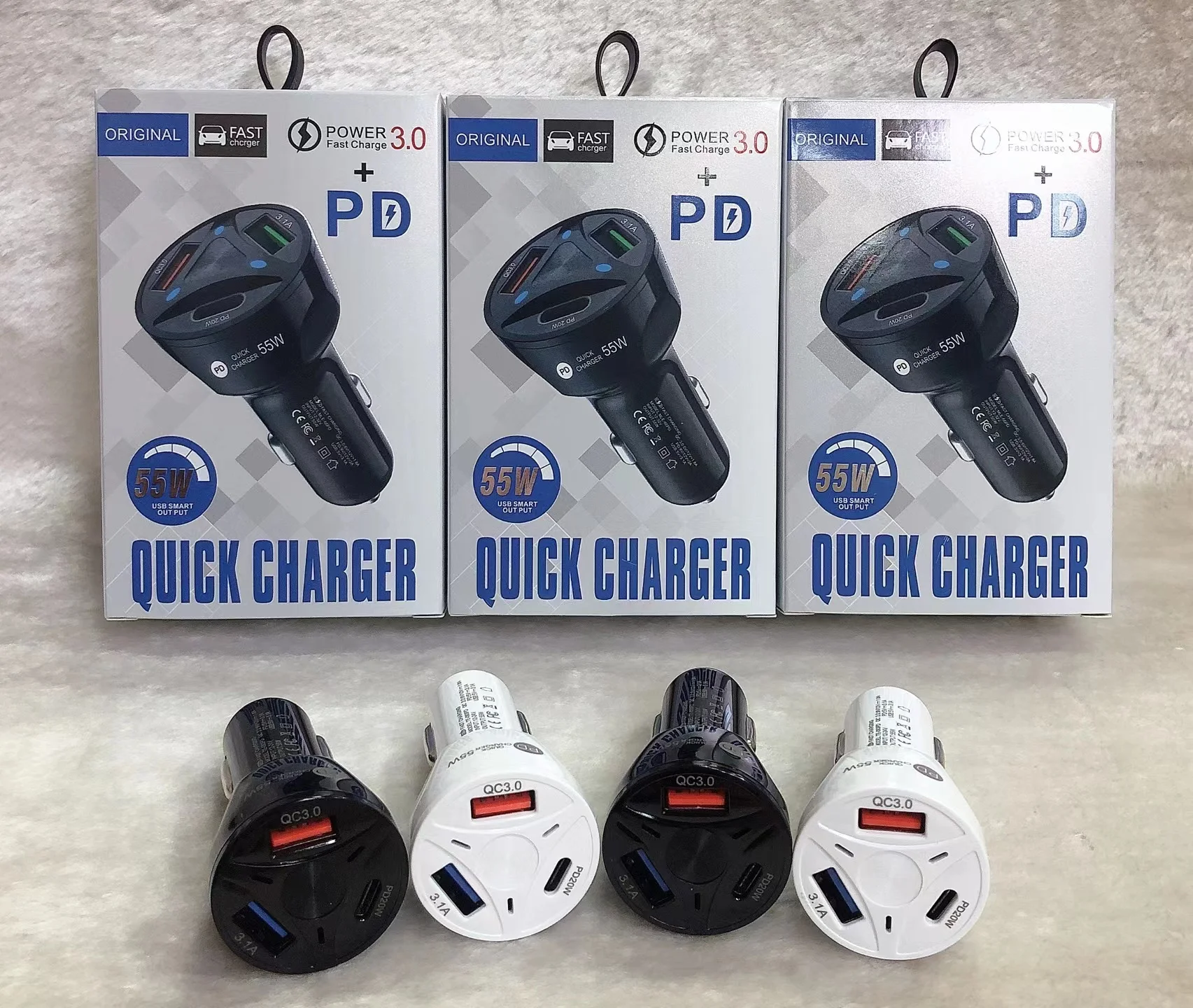 Автомобильное зарядное устройство PD 20 Вт 3 порта USB 7A быстрая зарядка