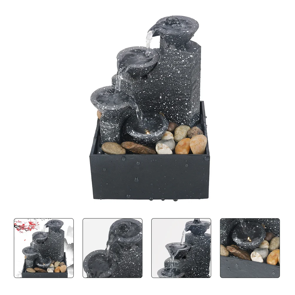 

Tabletop Water Fountain Stacked Rocks Indoor Waterfall Battery Powered Artificial Silent Rockery Water Landscape Figurine