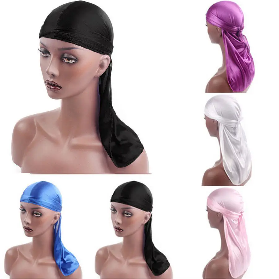 Унисекс мужские и женские атласные Durags бандана тюрбан парики пиратская шляпа