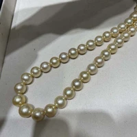 huge charming 1811 12mm natural south sea genuine golden round pearl necklace free shipping for women jewelry pearl necklace