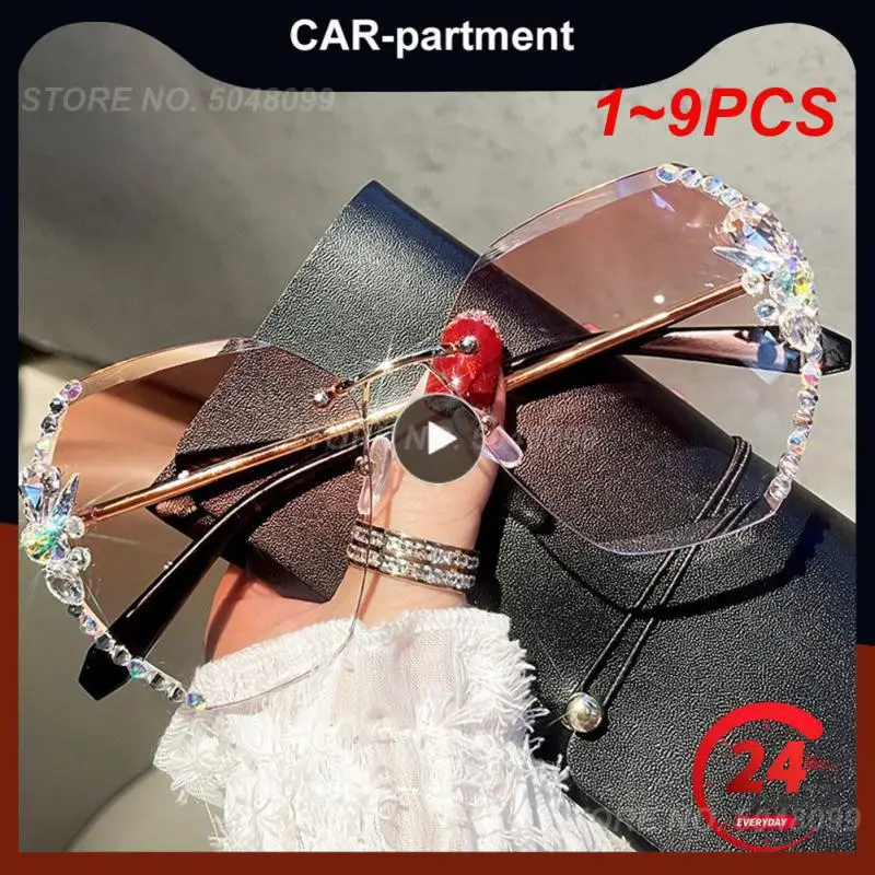 

Солнцезащитные очки без оправы UV400, винтажные модные брендовые дизайнерские очки с градиентными линзами в стиле ретро, 1-9 шт.