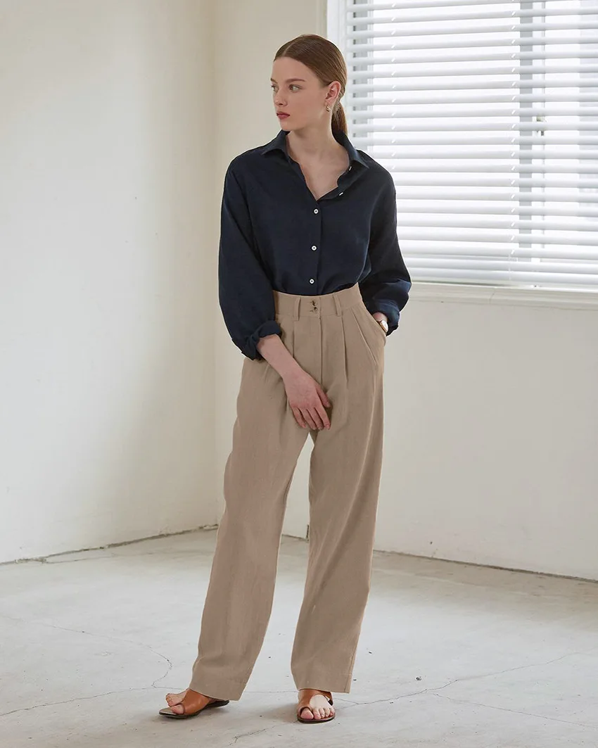 

Новинка Осень-зима для женщин в европейском и американском стиле французские прямые брюки с высокой талией для отдыха