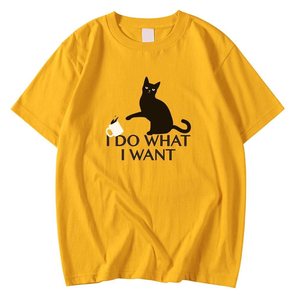 

Plus Size Men's Tees Shirt Summer Crewneck T Shirts Black Cat I Do What I Want Print Clothing Breathable Casual Tees Shirts Man