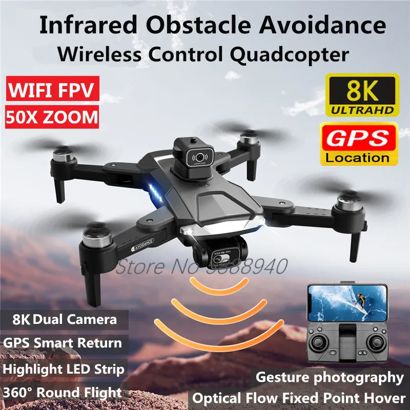 

Brushless 8K Dual Camera GPS Return Remote Control Quadcopter Drone 5G 50X Zoom 360° Surround Flight Hover WIFI FPV RC Drone