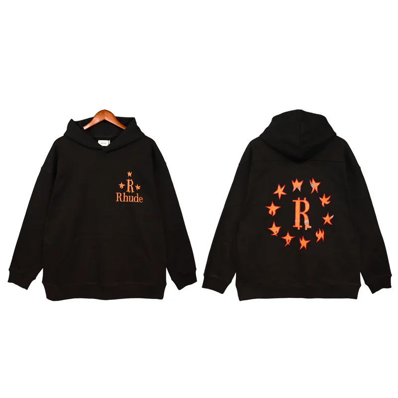 

New Rhude Star Printed Hoodie Men's Casual Hoodies Printed Loose Top