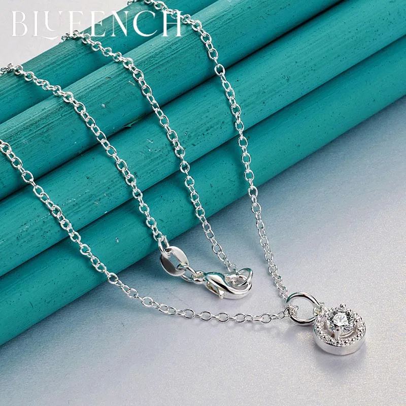 

Blueench 925 Sterling Silver Ring Zircon Pendant Necklace for Women Proposal Wedding Party Fashion Glamour Jewelry