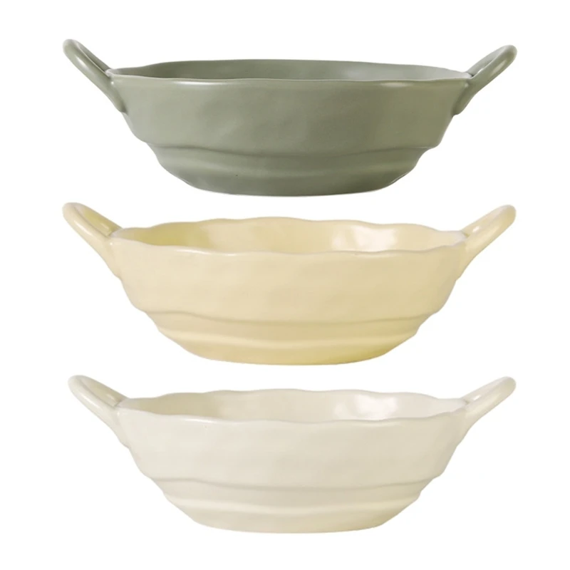 

Ceramic Soup Bowls Porcelain Serving Bowl with Doundle Handle Ceramic Crocks for French Onion Soup Dessert Pasta Cereal Dropship