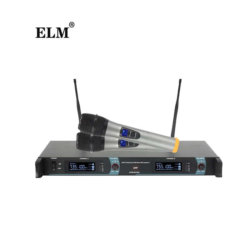 

Professional wireless vocal mic set 2 UHF dynamic handheld wireless microphone