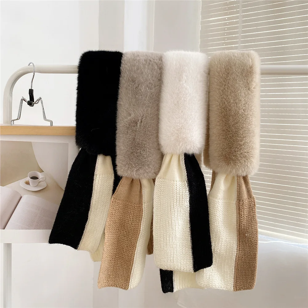 

Two-color cuellos falsos de mujer piel sintetica plush bib for women winter edition warm fashion fur collar cross scarf collar