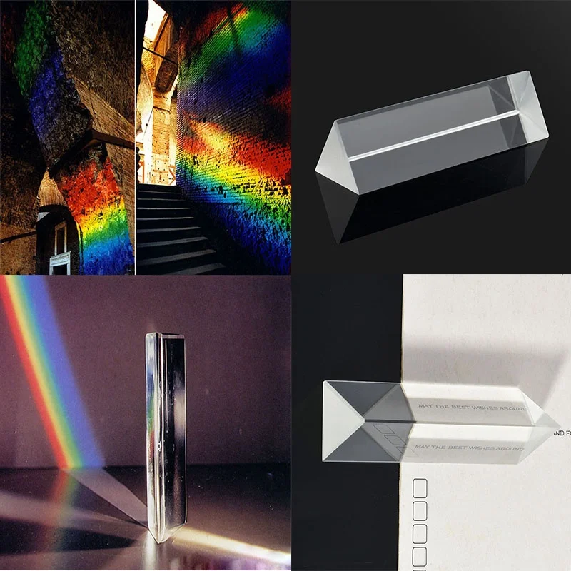 

Triangular Prism Optical Glass Triple Physics Light Spectrum Rainbow Effect 3.5"/8cm Optical Glass Triple Triangular Prism