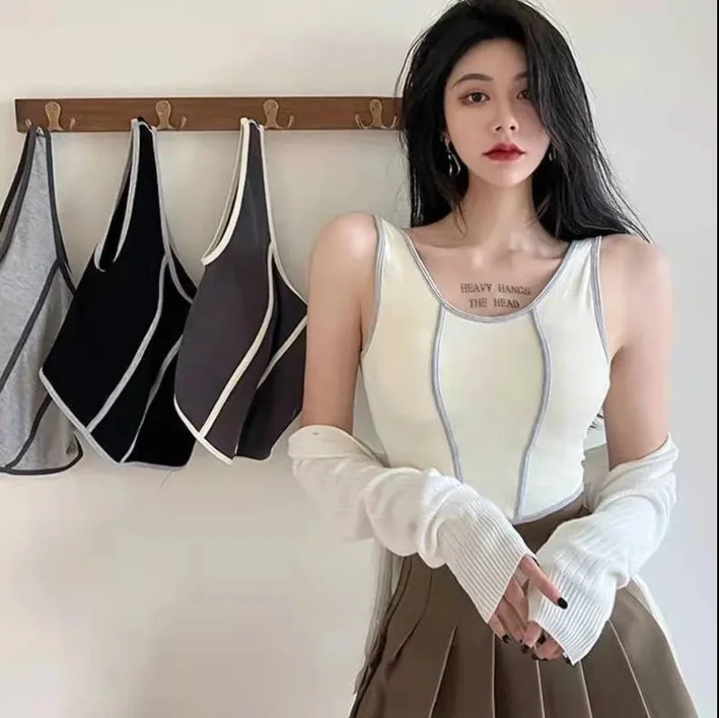 Женский приталенный Топ без рукавов, повседневный полосатый топ в стиле High Street с круглым вырезом, летняя одежда, 2022