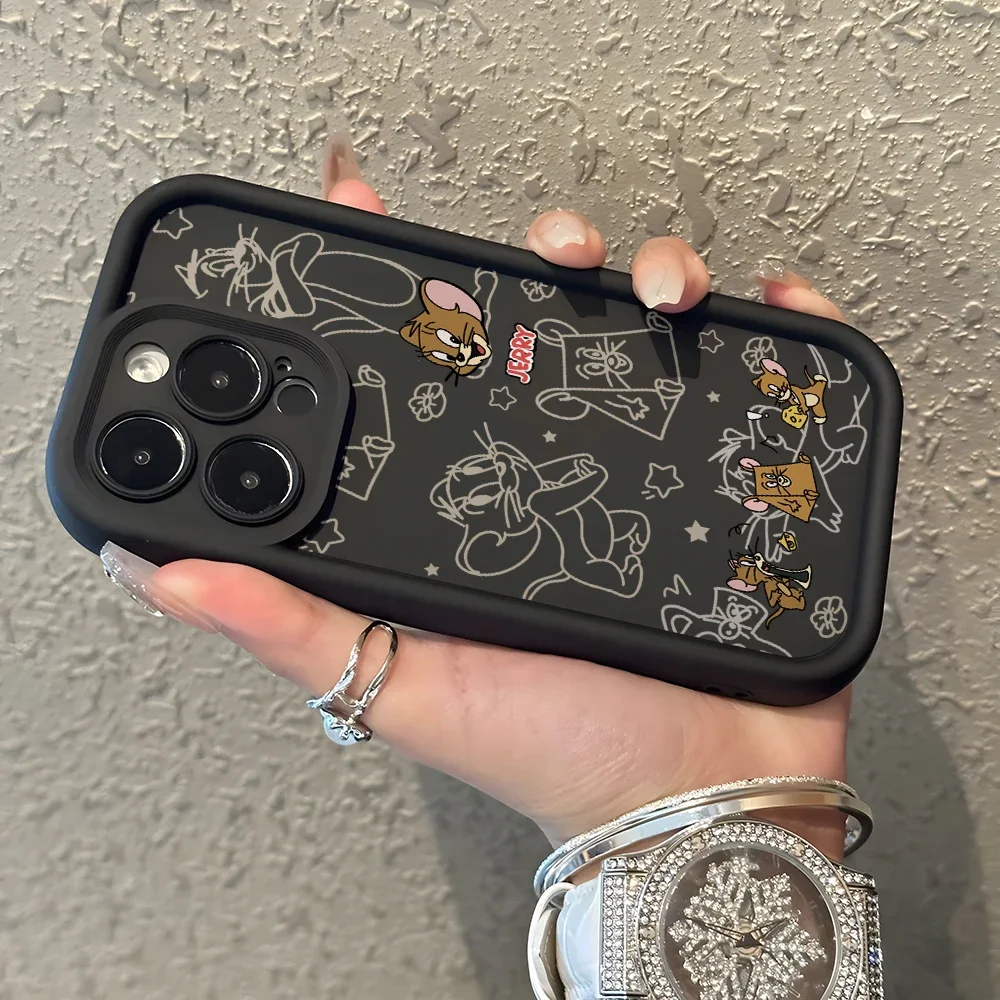 Чехол для телефона Jerrys с рисунком кота и мыши iPhone 16 15 14 Plus 13 12 Mini 11 Pro Max X Xs XR 8 7