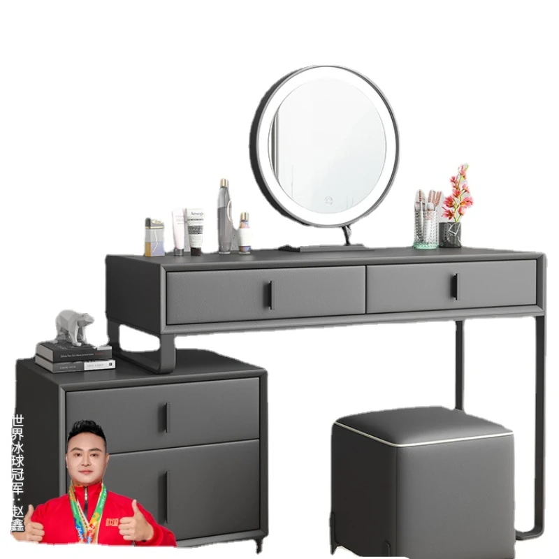 

HXL Makeup Table Dressing Table Bedroom Small Apartment Leather Art Dresser Storage Cabinet Integrated