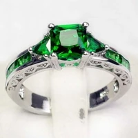 luxurious metal inlaid green zircon ring suitable for women to attend a cocktail party everyday wear ring
