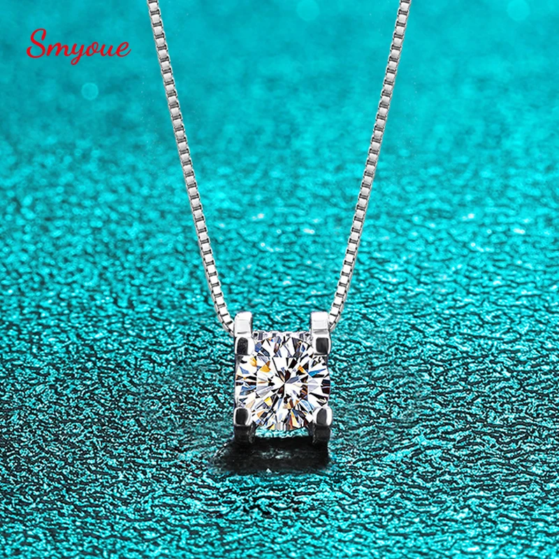 

Smyoue 2ct 1ct Test Passed Moissanite Diamond Pendant for Women Classic Trendy 925 Sterling Silver Jewelry Brilliant Halo Gift