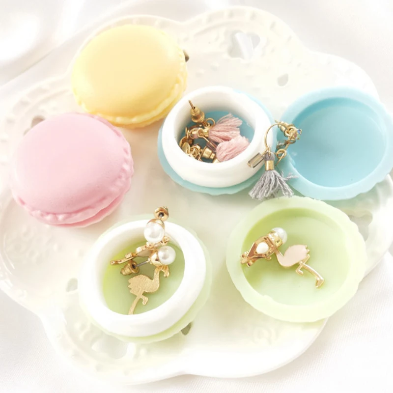 

Cute Macaron Jewelry Storage Box Mini Small Colorful Candy Color Necklace Earrings Organizer Jewelry Accessories Storage Case