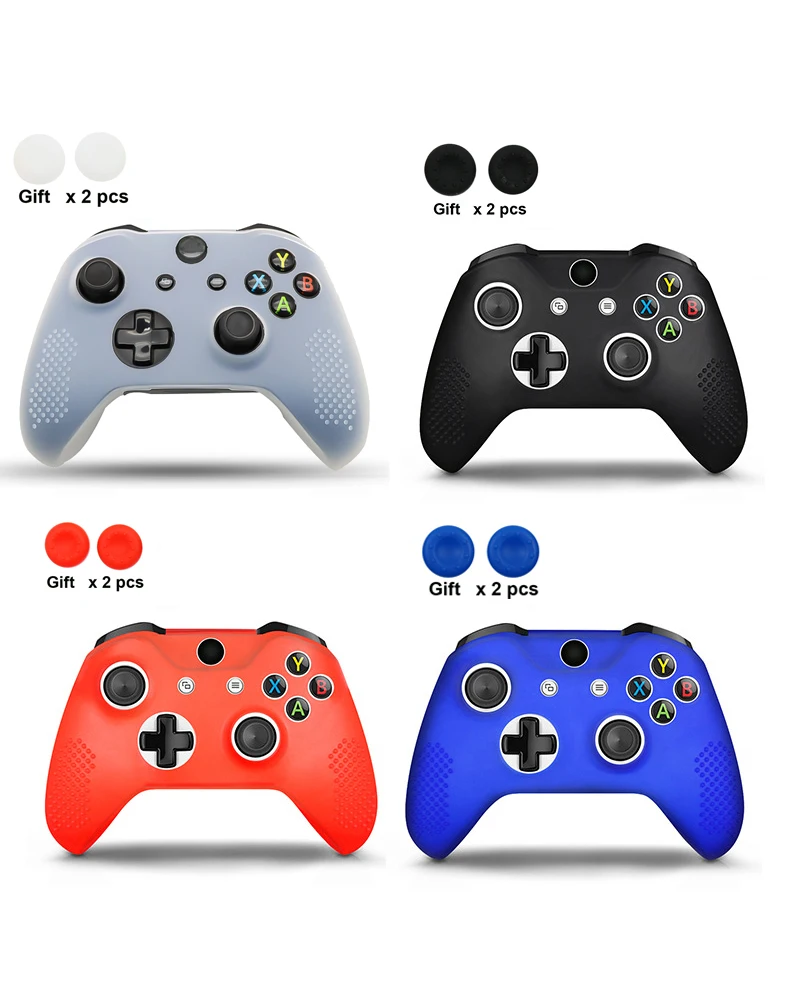 

Rubber Silicone Cover Skin Case for Xbox One S/X Controller x 1 with Thumb Grips x 2