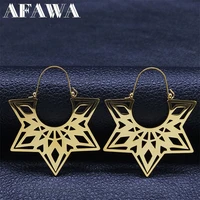 bohemia india flower hoop earrings women stainless steel gold color earrings boho jewery pendientes de acero inoxidable e9361s01