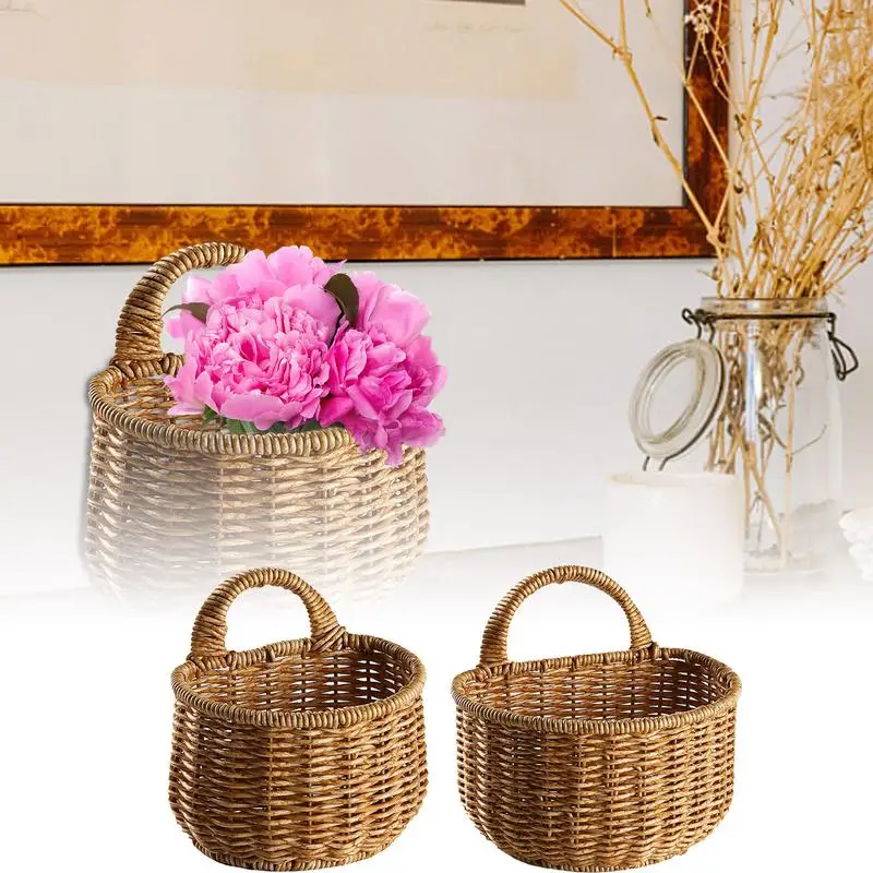 

Hangings Basket Wall Hangings Fruit Vegetable Basket Wall Handwoven Wall Storage Basket Wicker Basket For Plants Toys Towels