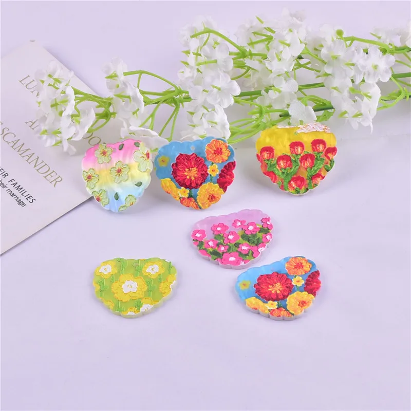 10 шт. 35x31 мм Персиковое сердце тисненые цветы акриловые ювелирные изделия маленькие подвесные серьги и подвески оптовая продажа для женщин Подарки