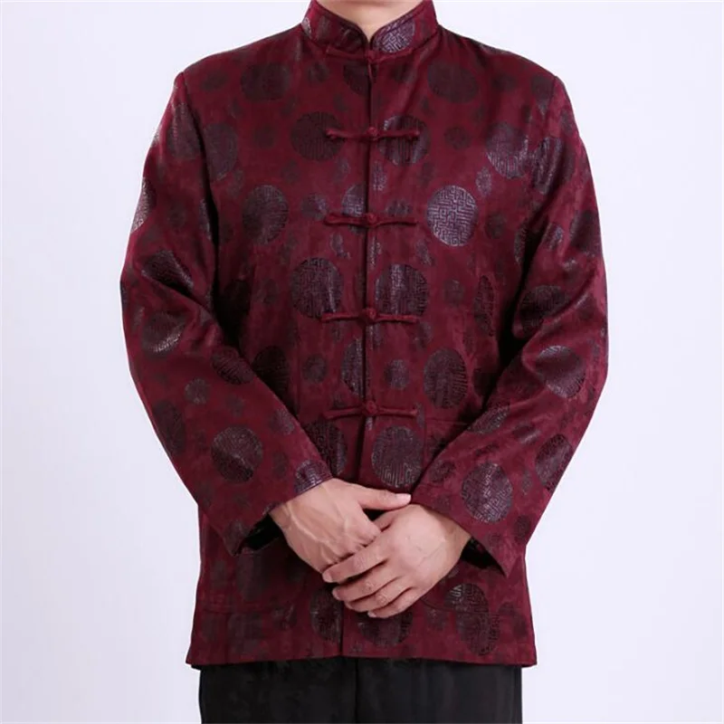 

Middle-aged Chinese tunic suit man jacket men blazer coats mens Tang suit Chinese style stand collar spring autumn father wear