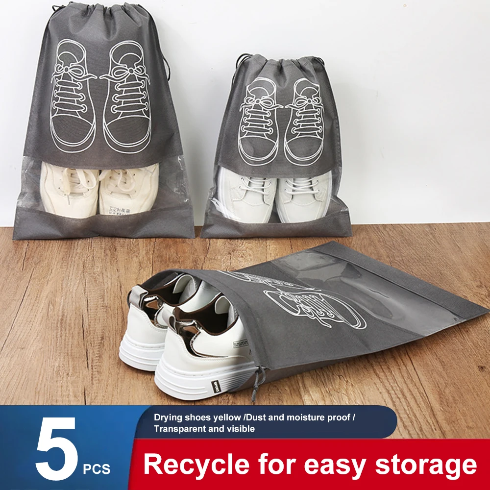 

5pcs Shoes Storage Bag Travel Portable Bag Travel Storage Bag Waterproof Dustproof Hanging Shoe Bag Shoes Classified Organizer