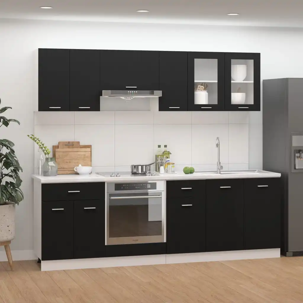 

8 Piece Kitchen Furniture Set High Gloss Colors Chipboard Cabinet Modern Storage Furniture Shelf Set