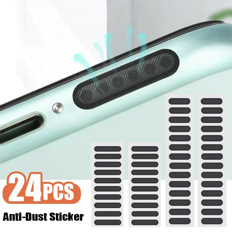 24/10pcs Phone Speaker Anti-Dust Sticker Mini Long Short Dustproof Net Protective Film for IPhone 13 12  Samsung Xiaomi Redmi