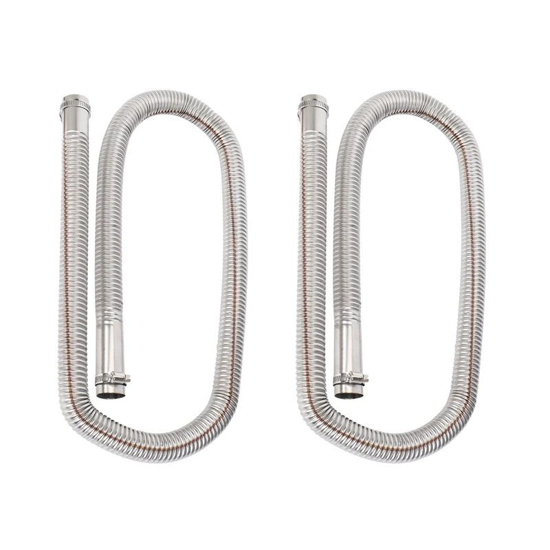 

2Pcs 120Cm Stainless Steel Exhaust Clamps Bracket Gas Vent Hose Portable Pipe Silence For Air Diesels Car Heater Kit
