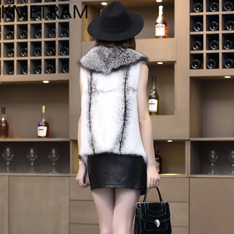 Женский короткий жилет из цельного меха норки роскошная теплая меховая куртка
