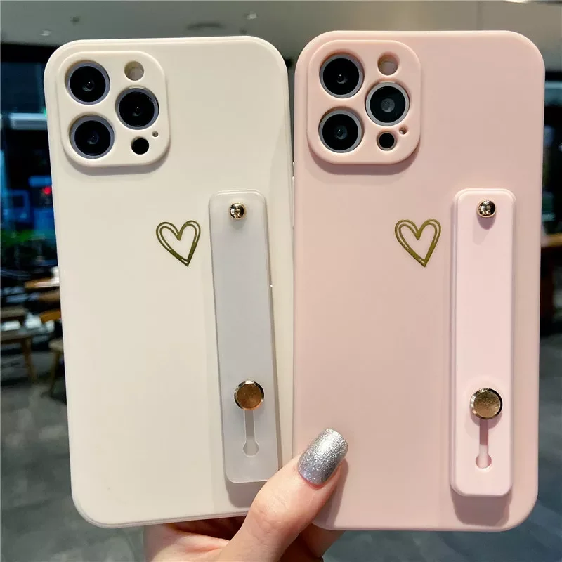 

Hot Sales Strap Matte Phone Case For iPhone 13 Pro Max 12 11 XS Max XR X 7 8 Plus 13 Pro 11 Soft Silicone Cute Love Heart Back C