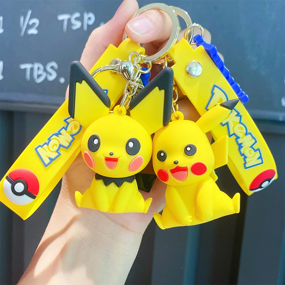 

Anime Pokemon Keychains Cute Cartoon Pikachu Bulbasaur Eevee Snorlax Car Keyring Dolls Backpack Pendant Accessories Kid Toy Gift