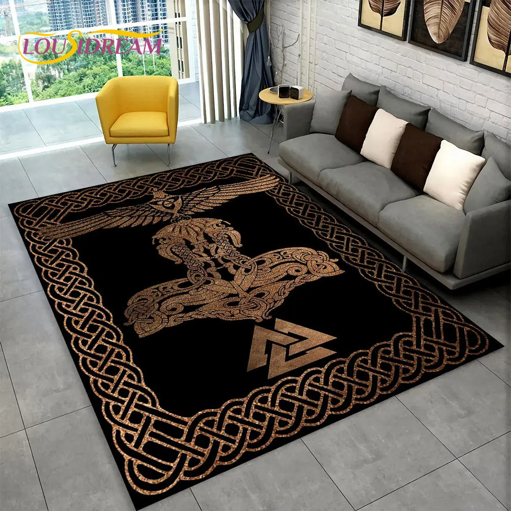

3D Викинг норвежский мифологический коврик с изображением бога Вальгаллы, ковер для гостиной, спальни, дивана, Придверный коврик, кухонный декор, нескользящий напольный коврик