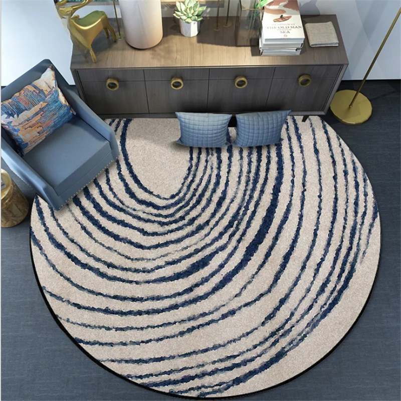 

Simple Gray Area Rug Home Decor Irregular Curved Line Pattern Round Carpets For Living Room Carpet Kids Room Computer Chair Rugs