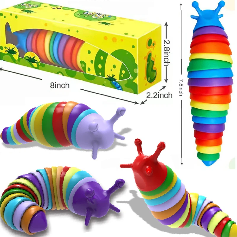 

2022 3D Slug Fidget Toy New Fidget Toy Slug Articulated Flexible Relief Anti-Anxiety Slug Sensory Toys for Children Aldult