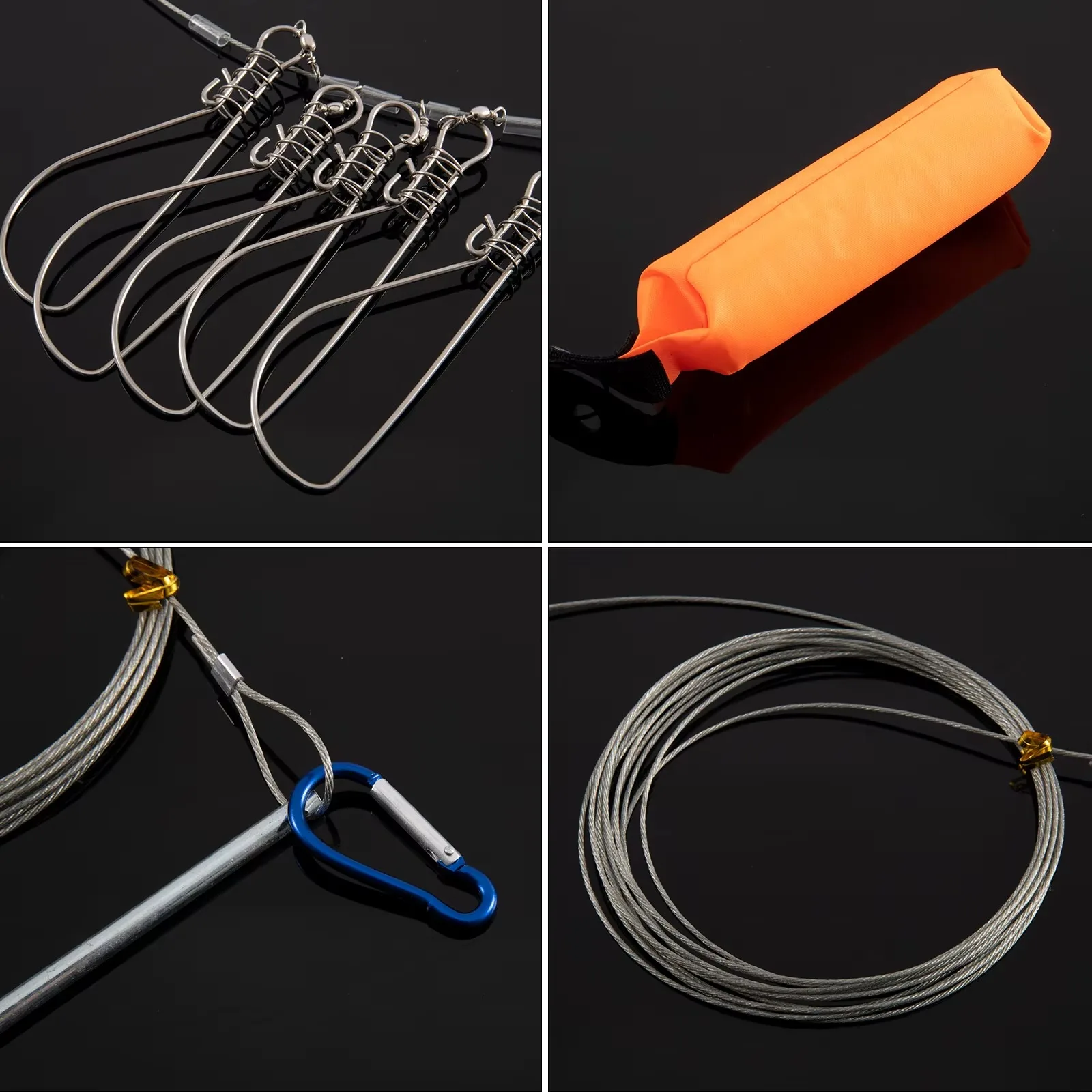 Goture Fishing Stringer Замок для живой рыбы Зажим стрингера из нержавеющей стали Кабель