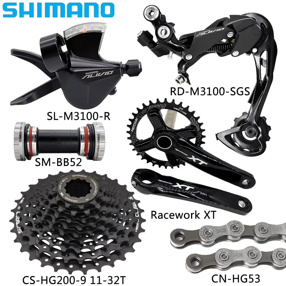 Переключатели скоростей SHIMANO AVILIO M3100 для горных велосипедов HG53 цепь CS-HG200-9 11-32T/34T/36T