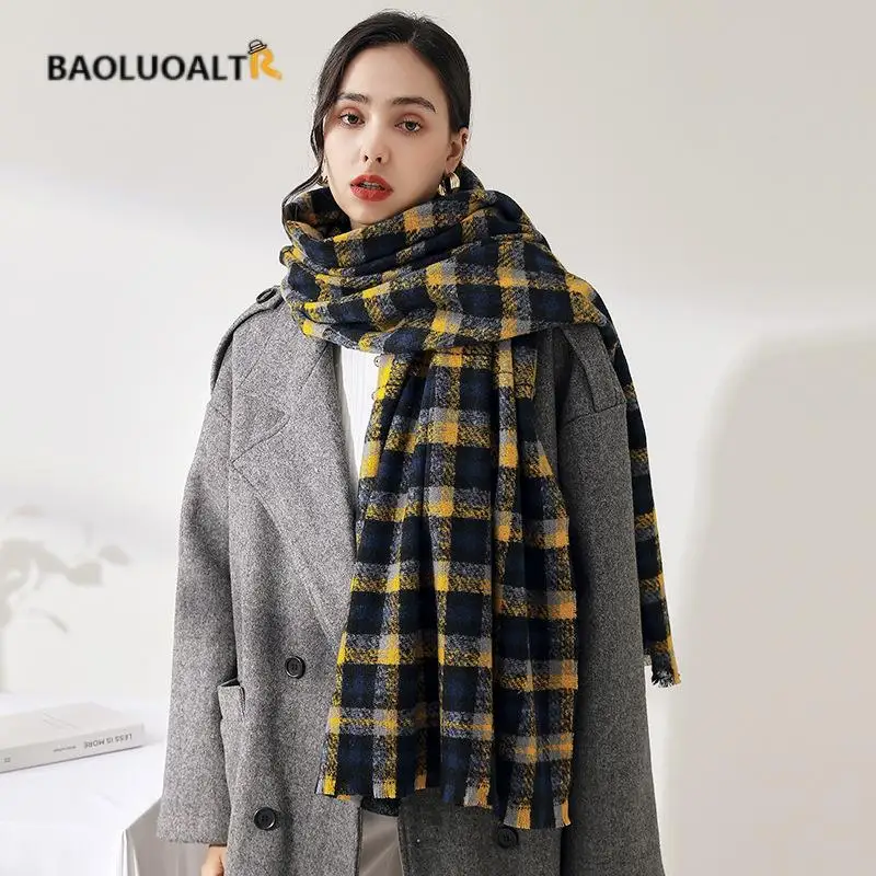 

Luxury Quality 2021 New Fall and Winter High-end Temperament Ladies Scarf Thickening Warm Ladies Shawl Fashion Plaid Scarf Women