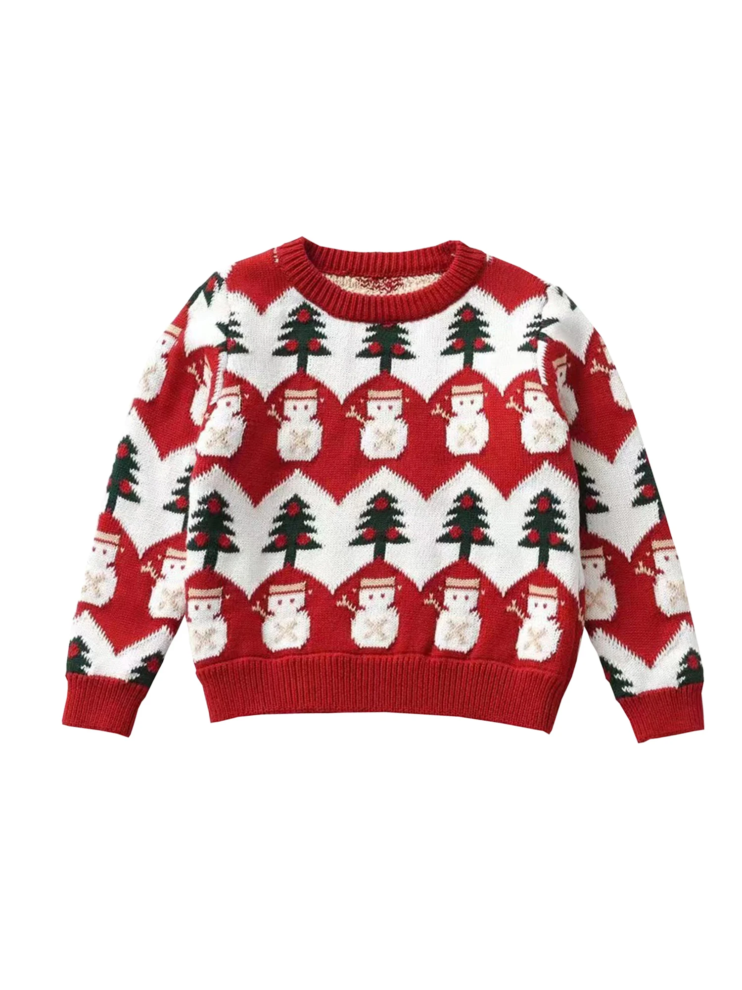 

Осенний свитер для маленьких девочек и мальчиков, вязаная одежда на Рождество, вязаный пуловер с длинным рукавом и принтом снеговика, рожде...