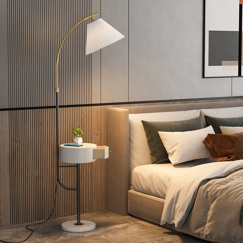

Living room floor lamp with drawer bedside table floor lamp bedroom luxury design sofa bookcase standing lamp coffee table lamp