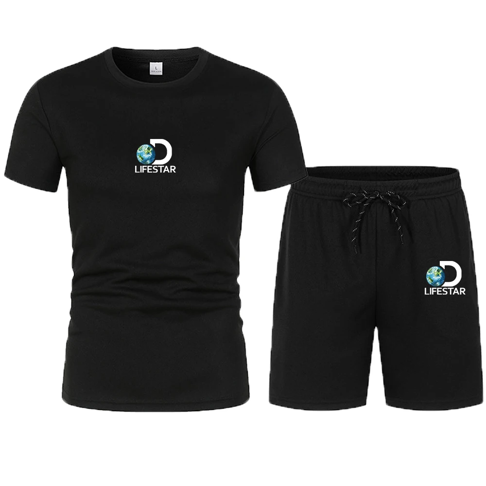Summer Popular New Men's T-shirt+Shorts Suit Men's Sports Suit Brand Printing Casual Fashion Breathable T-shirt Set Men Clothing