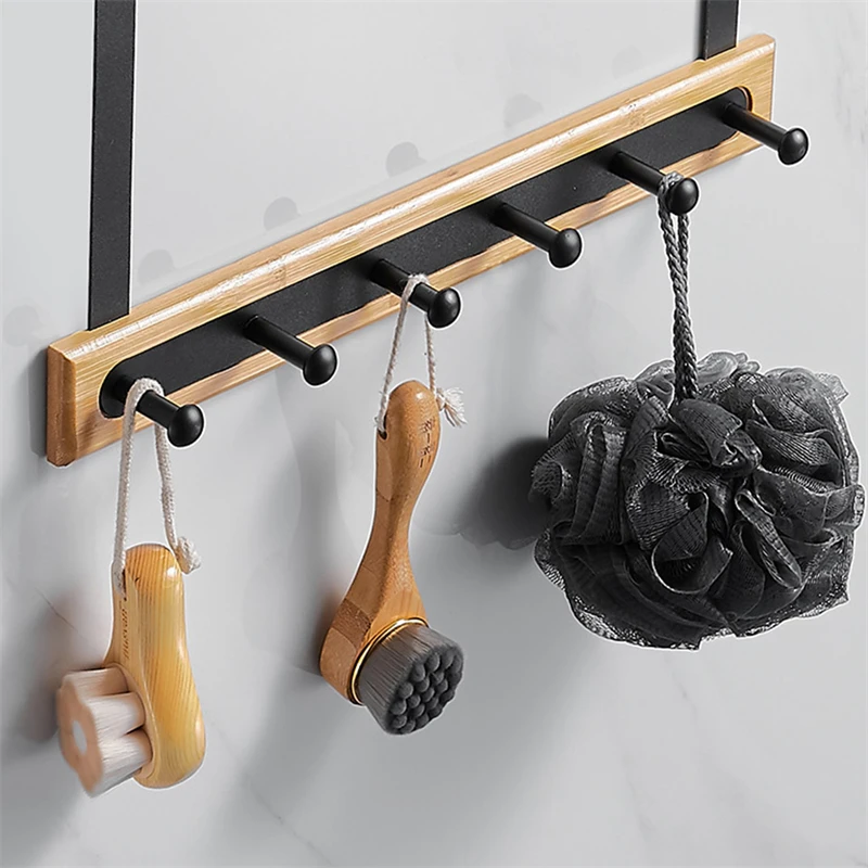 

2023 Bathroom Accessories Thickening Door Hanger 6 Hooks Self-adhesive Space Aluminum Baseball Cap Bag Organizer